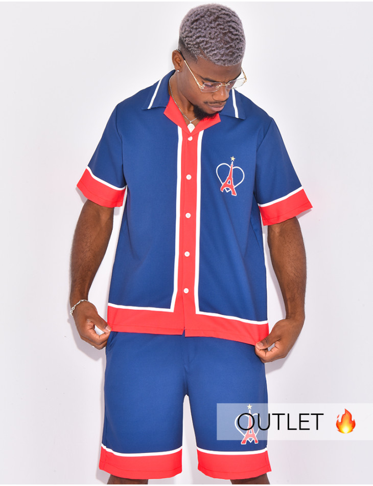 Ensemble short et chemise motif tour Eiffel