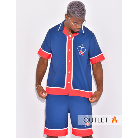 Ensemble short et chemise motif tour Eiffel