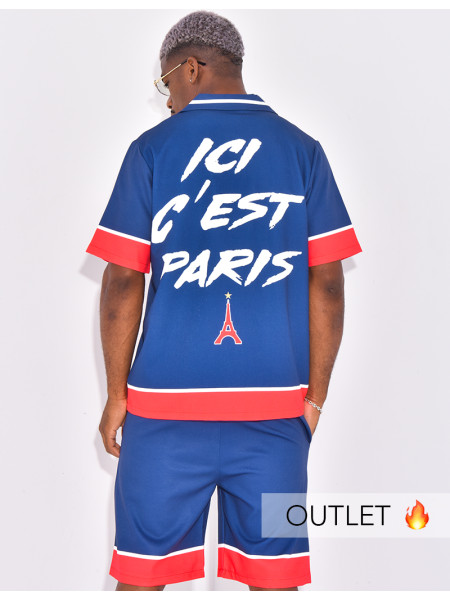 Ensemble short et chemise motif tour Eiffel