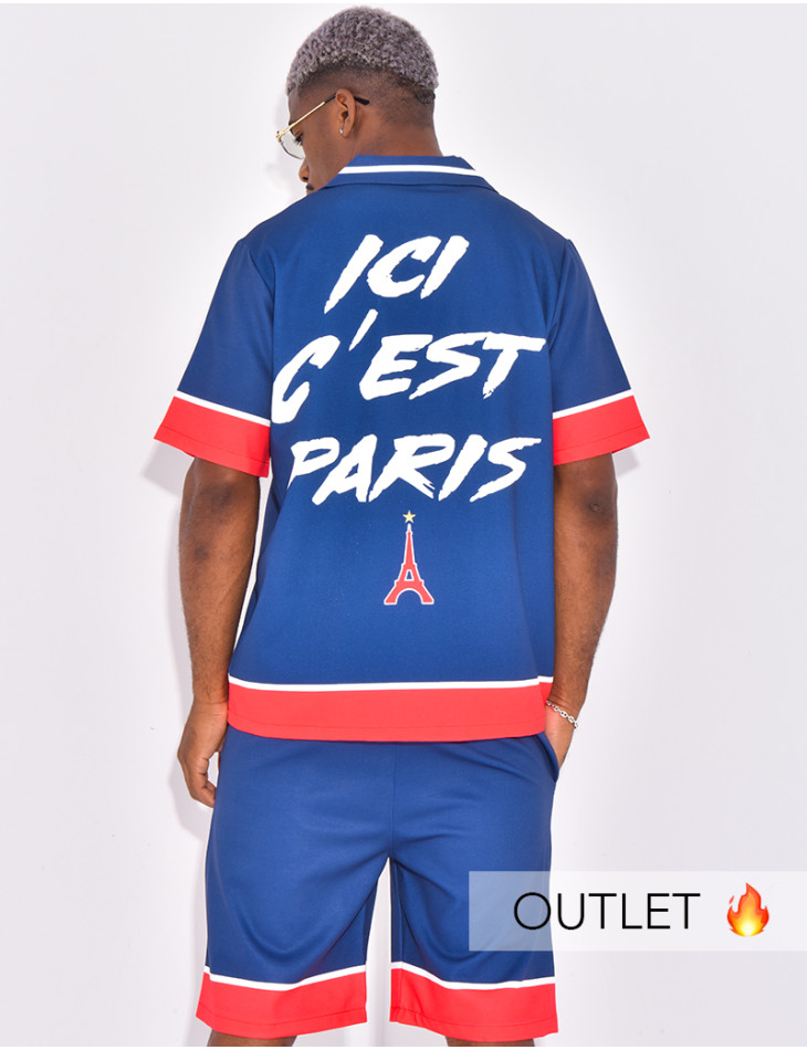 Ensemble short et chemise motif tour Eiffel