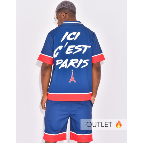 Ensemble short et chemise motif tour Eiffel