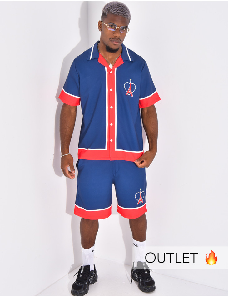 Ensemble short et chemise motif tour Eiffel