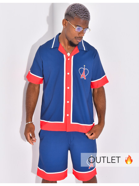Ensemble short et chemise motif tour Eiffel