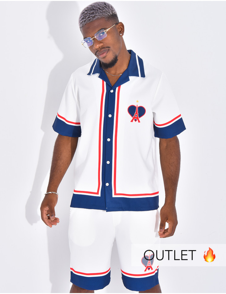 Ensemble short et chemise motif tour Eiffel