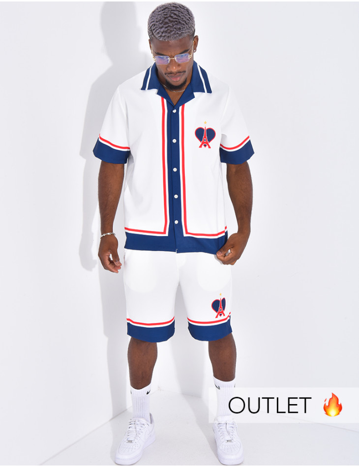 Ensemble short et chemise motif tour Eiffel