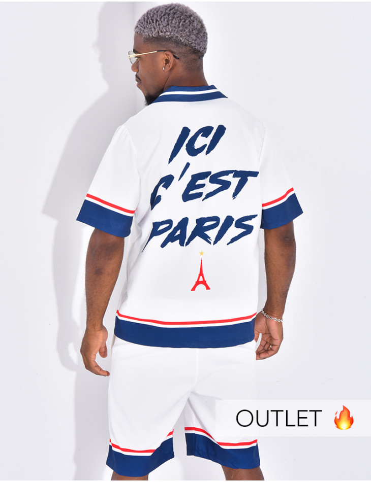 Ensemble short et chemise motif tour Eiffel