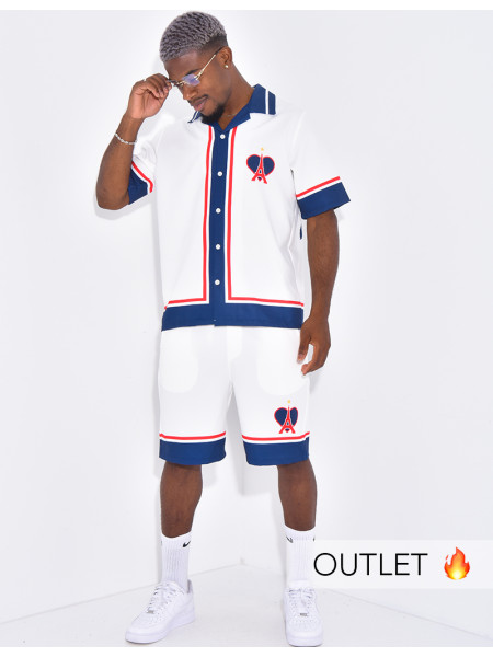 Ensemble short et chemise motif tour Eiffel