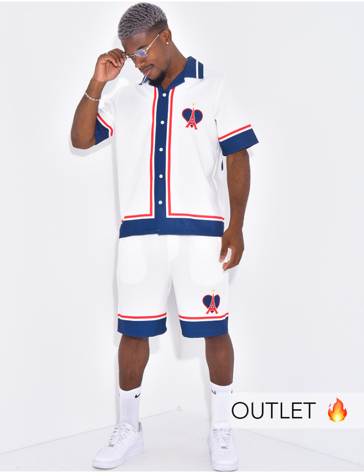 Ensemble short et chemise motif tour Eiffel