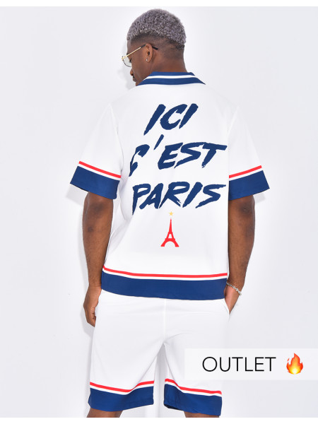 Ensemble short et chemise motif tour Eiffel
