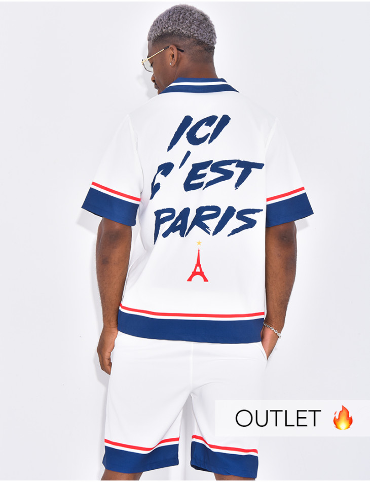 Ensemble short et chemise motif tour Eiffel