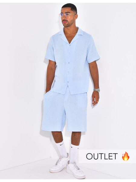 Ensemble short et chemise en gaze de coton