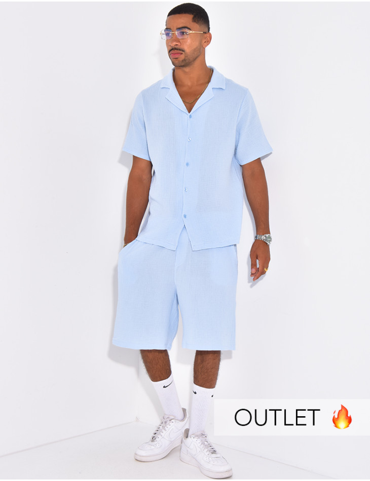 Ensemble short et chemise en gaze de coton