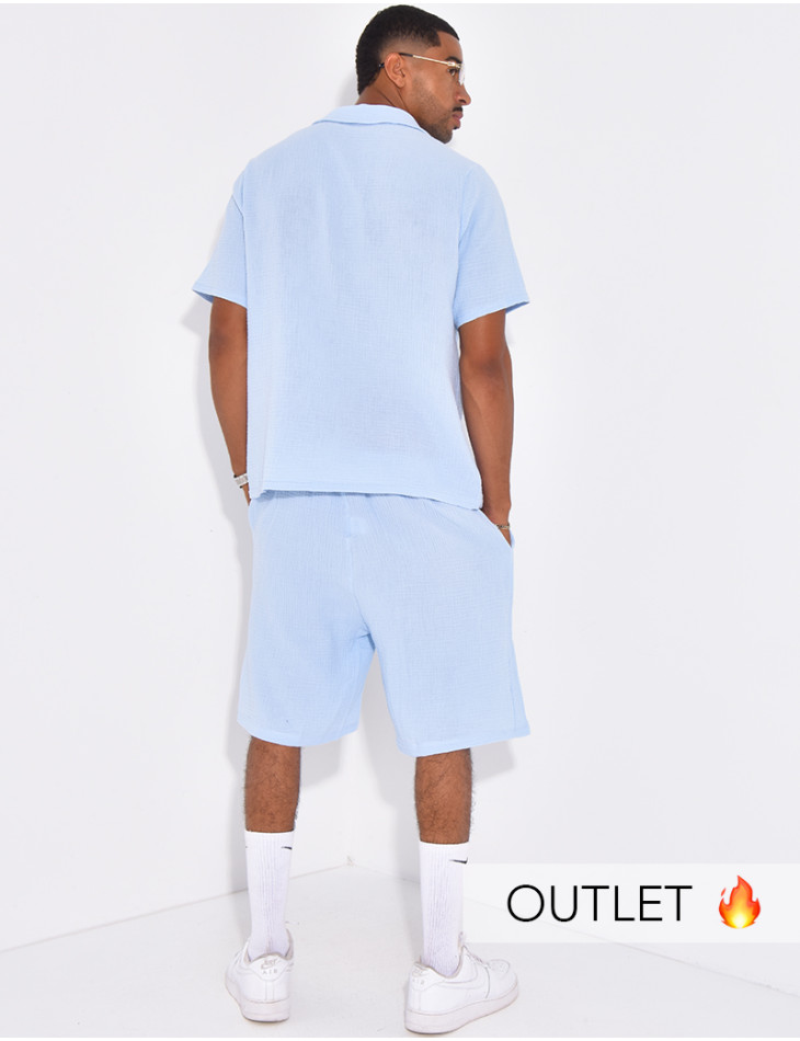 Ensemble short et chemise en gaze de coton
