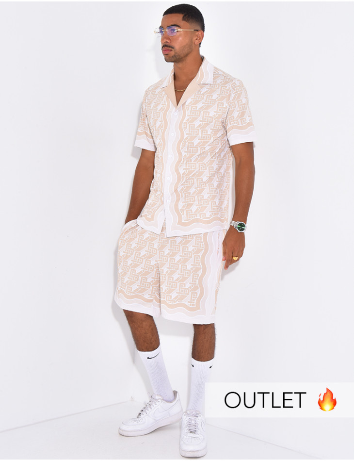 Ensemble short et chemise à motifs