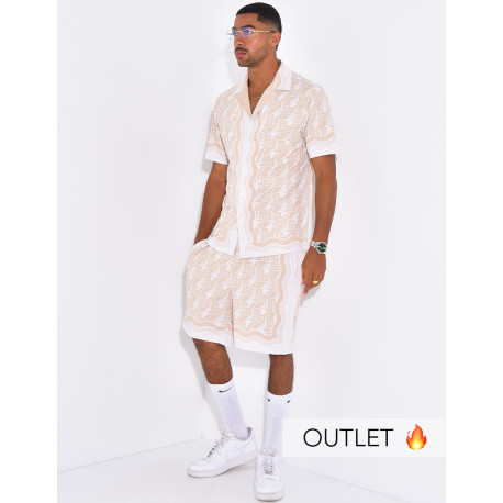 Ensemble short et chemise à motifs