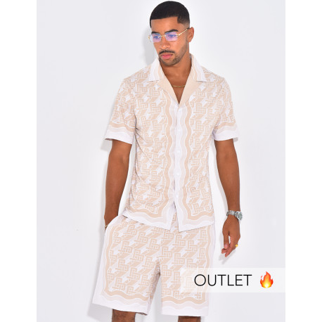 Ensemble short et chemise à motifs