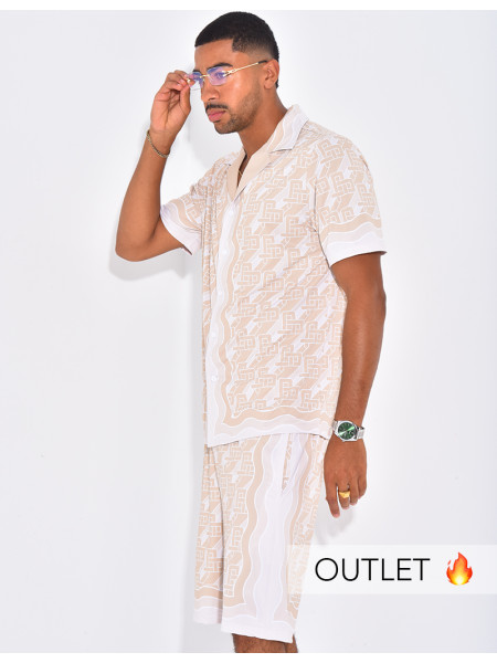 Ensemble short et chemise à motifs