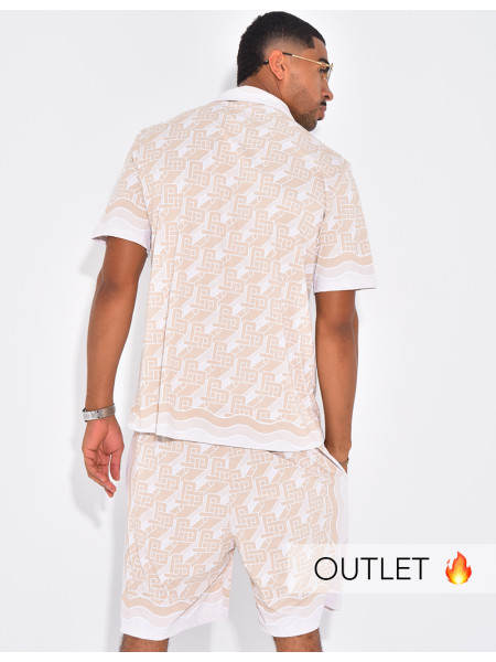 Ensemble short et chemise à motifs