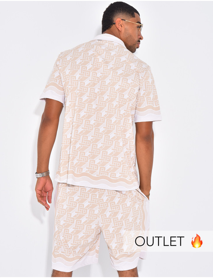Ensemble short et chemise à motifs