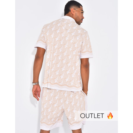Ensemble short et chemise à motifs