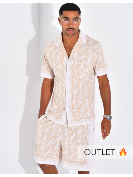 Ensemble short et chemise à motifs