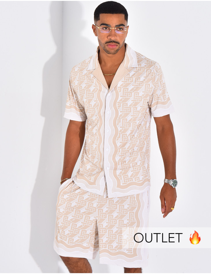 Ensemble short et chemise à motifs