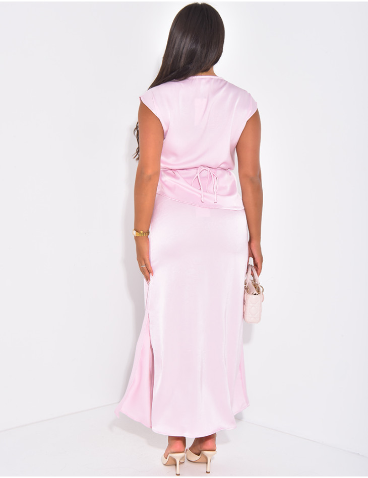 Set aus langem Rock und Wickeltop zum Binden.