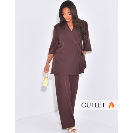 Short-sleeved blazer and matching trousers set