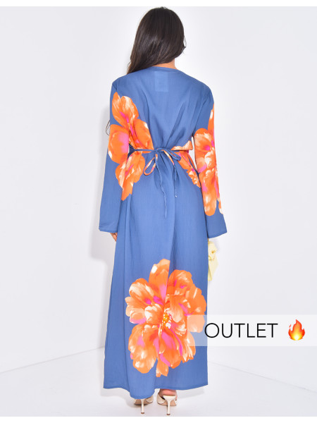 Robe en lin imprimée à nouer dans le dos