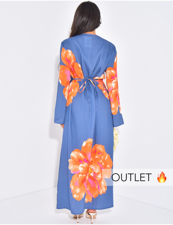 Robe en lin imprimée à nouer dans le dos