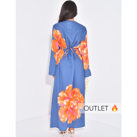 Robe en lin imprimée à nouer dans le dos