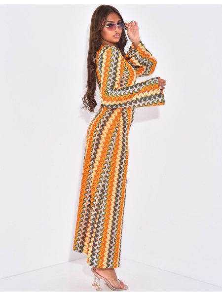 Robe longue en crochet multicolore