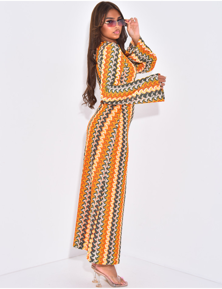 Robe longue en crochet multicolore