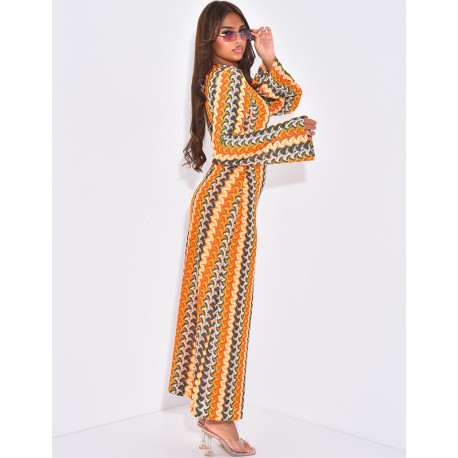 Robe longue en crochet multicolore