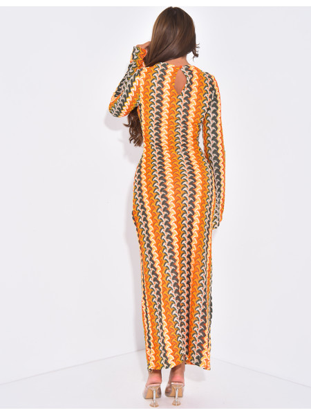 Robe longue en crochet multicolore