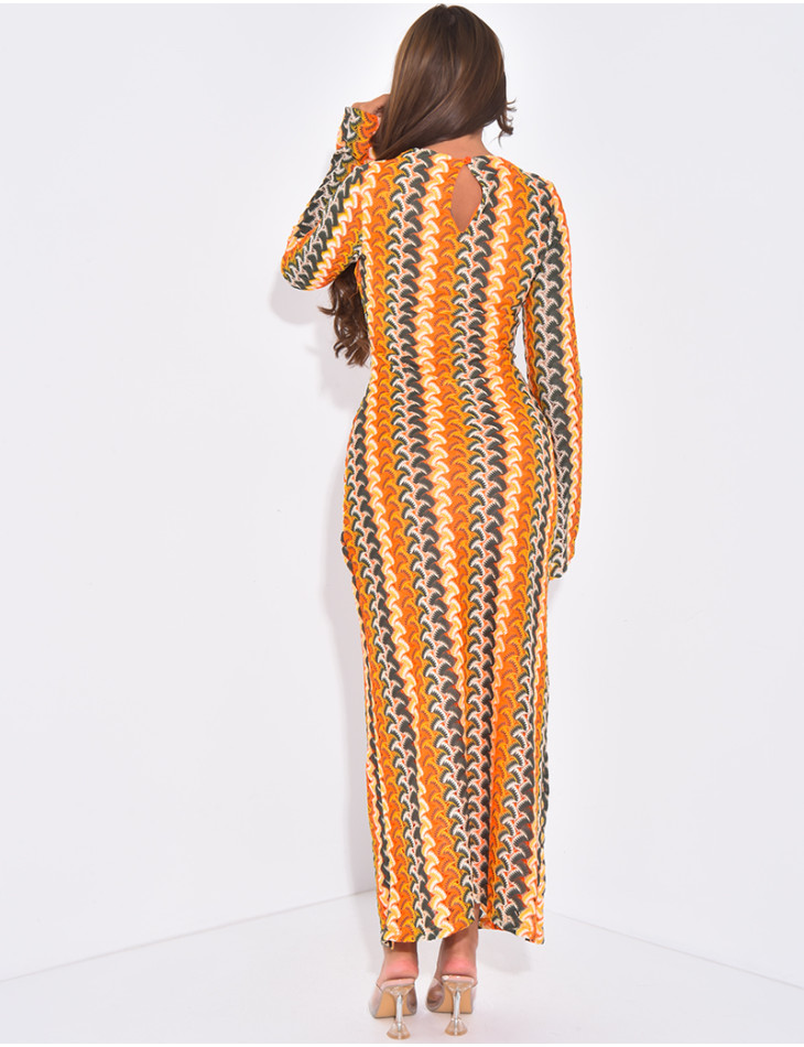 Robe longue en crochet multicolore
