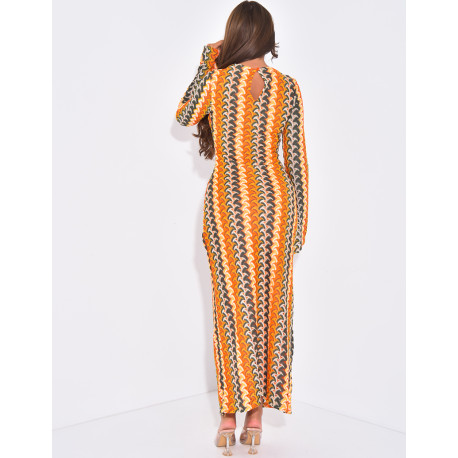 Robe longue en crochet multicolore
