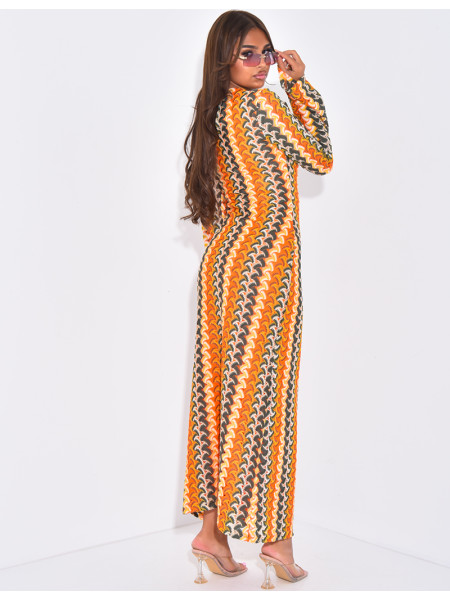 Robe longue en crochet multicolore