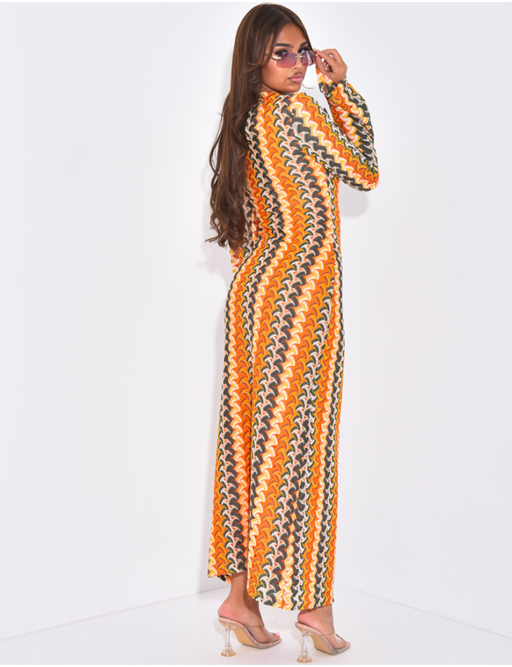 Robe longue en crochet multicolore
