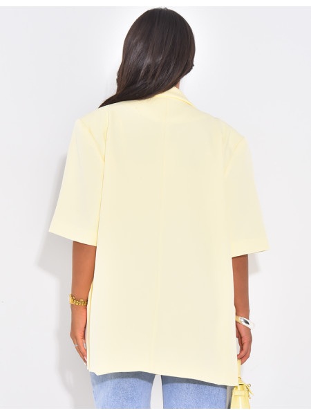 Blazer premium oversize croisé à manches courtes