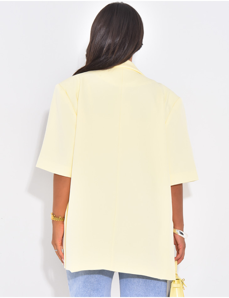 Blazer premium oversize croisé à manches courtes