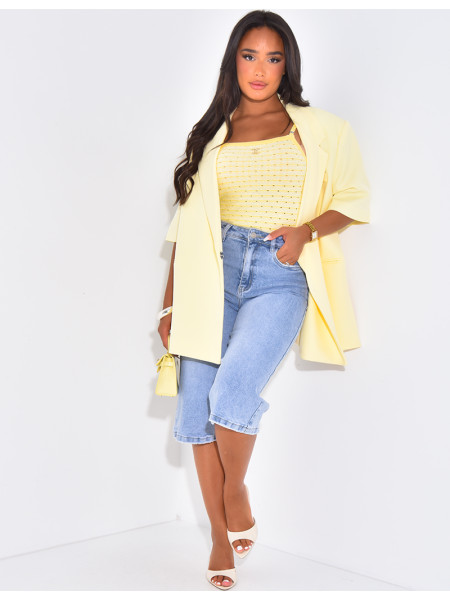 Blazer premium oversize croisé à manches courtes