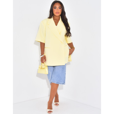 Blazer premium oversize croisé à manches courtes