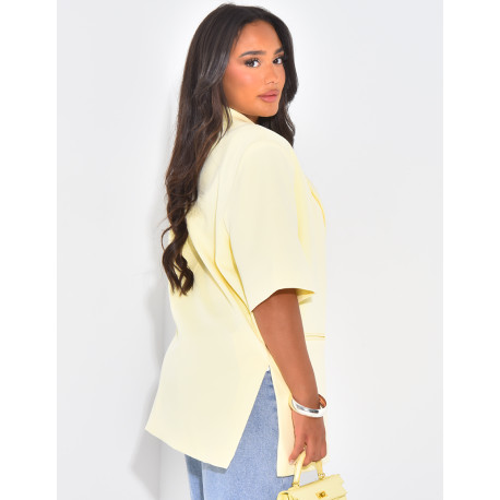 Blazer premium oversize croisé à manches courtes