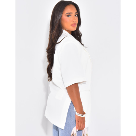 Überkreuzter Oversize-Premium-Blazer mit kurzen Ärmeln
