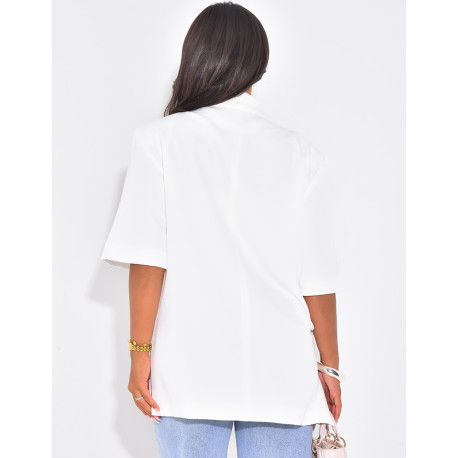 Überkreuzter Oversize-Premium-Blazer mit kurzen Ärmeln
