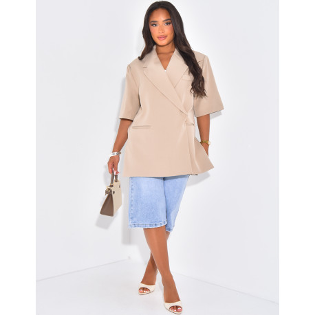 Blazer premium oversize croisé à manches courtes