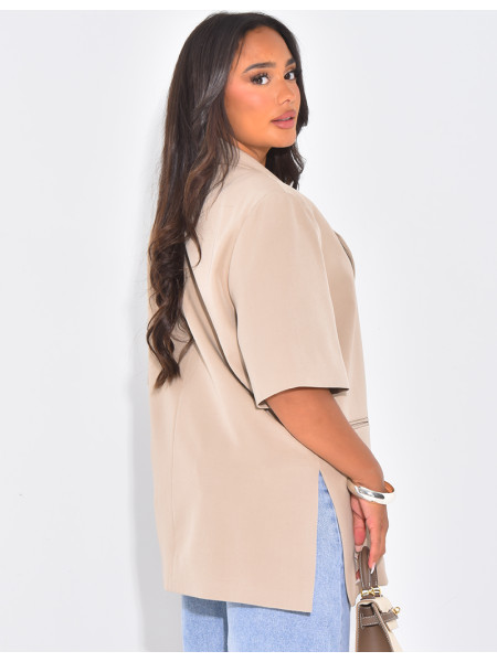 Blazer premium oversize croisé à manches courtes