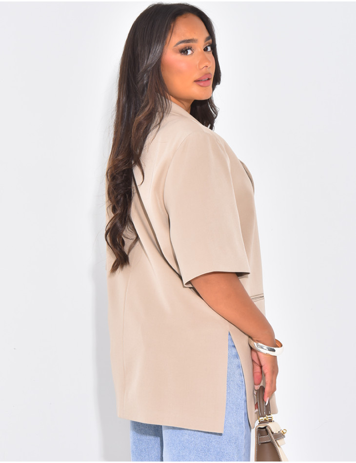 Blazer premium oversize croisé à manches courtes
