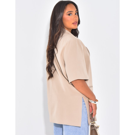 Blazer premium oversize croisé à manches courtes